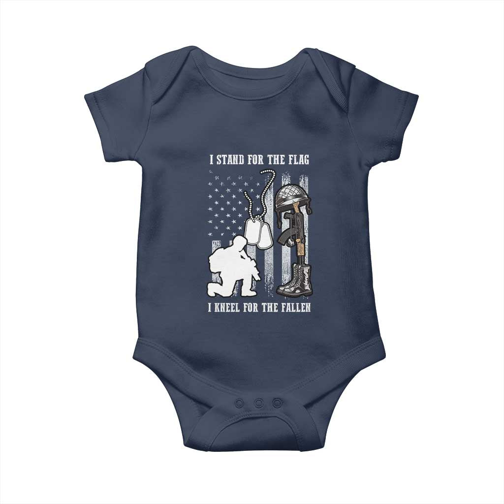Patriotic Memorial Day Baby Onesie We Stand For the Flag We Kneel For The Fallen US Patriots TS02 Navy Print Your Wear