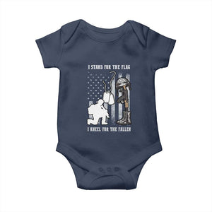 Patriotic Memorial Day Baby Onesie We Stand For the Flag We Kneel For The Fallen US Patriots TS02 Navy Print Your Wear