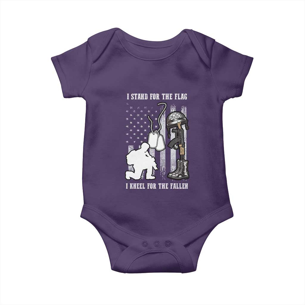 Patriotic Memorial Day Baby Onesie We Stand For the Flag We Kneel For The Fallen US Patriots TS02 Purple Print Your Wear