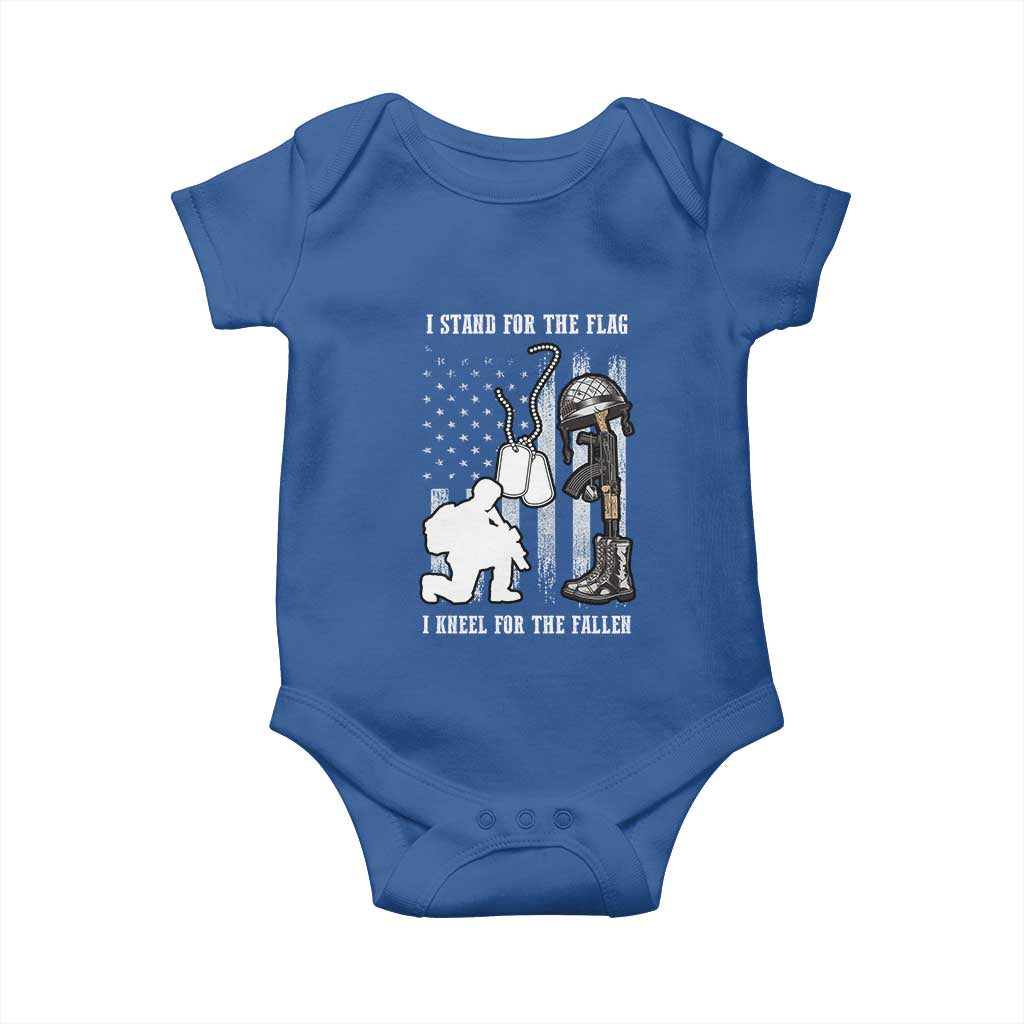 Patriotic Memorial Day Baby Onesie We Stand For the Flag We Kneel For The Fallen US Patriots TS02 Royal Blue Print Your Wear