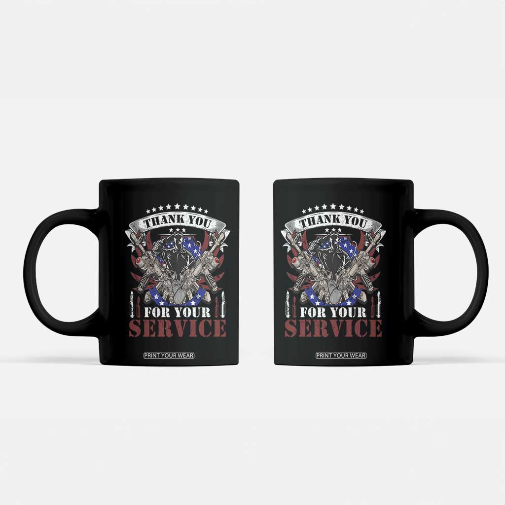 Patriotic Memorial Day Coffee Mug Thank You For Your Service Veterans Remembrance TS02 Black Print Your Wear