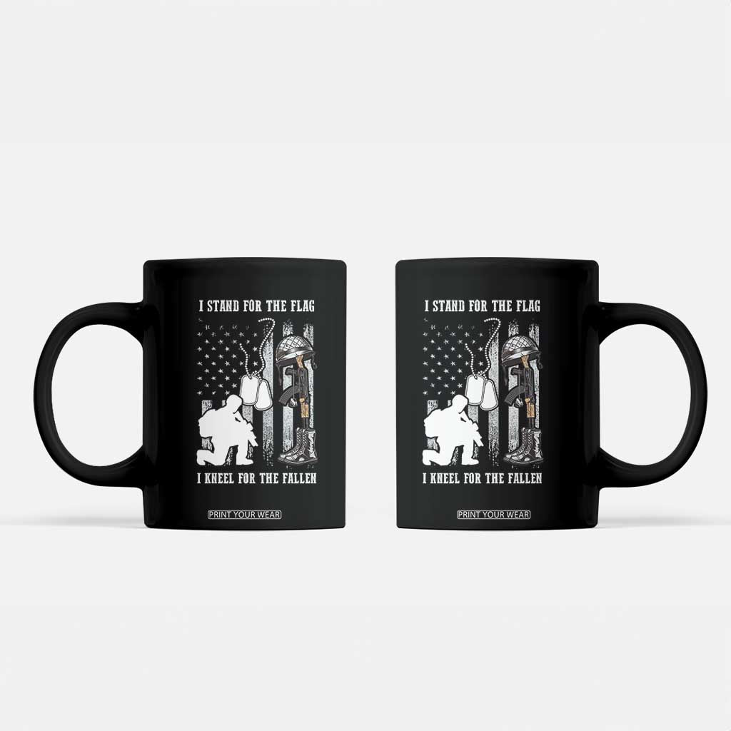 Patriotic Memorial Day Coffee Mug We Stand For the Flag We Kneel For The Fallen US Patriots TS02 Black Print Your Wear