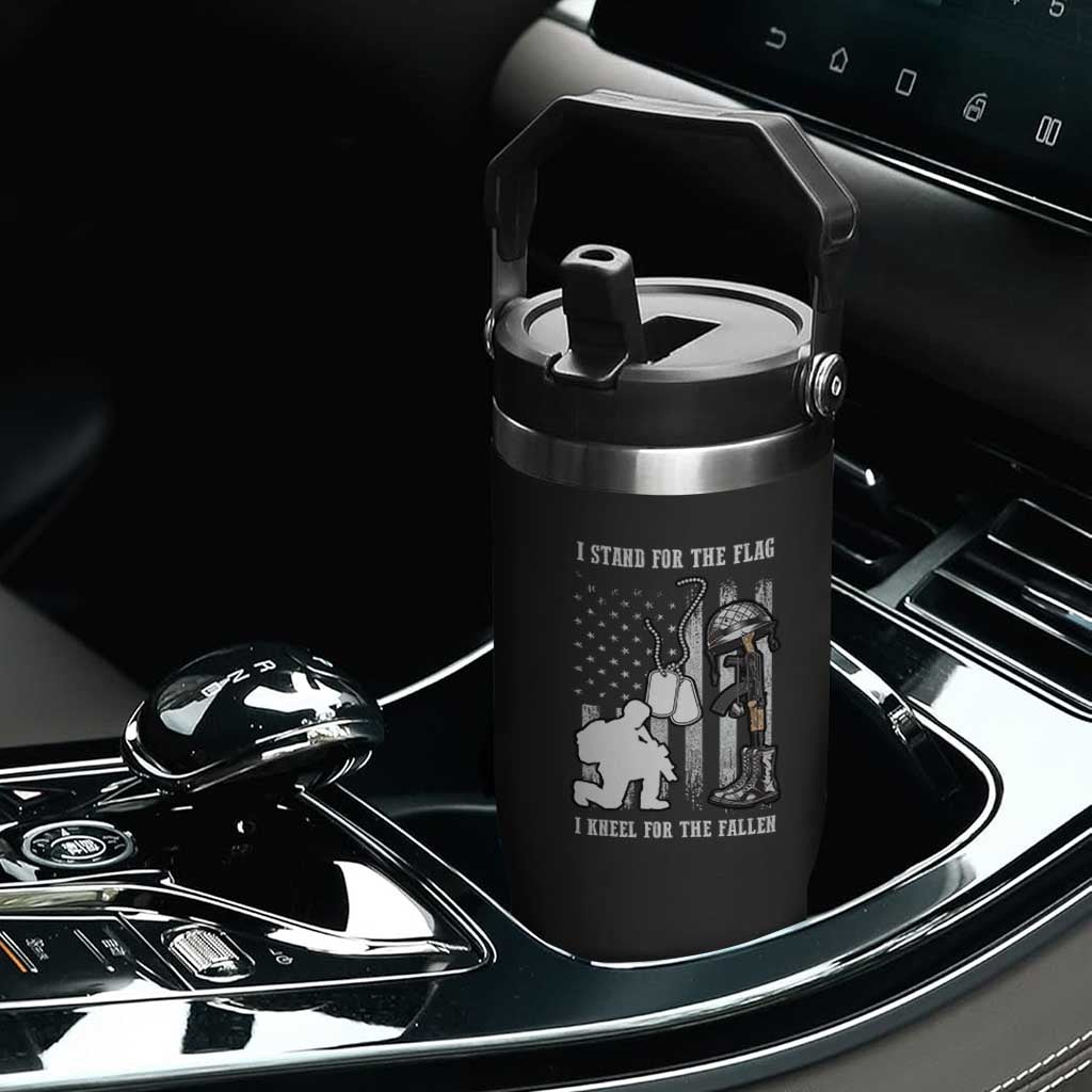 Patriotic Memorial Day Flip Straw Tumbler We Stand For the Flag We Kneel For The Fallen US Patriots TS02 Print Your Wear