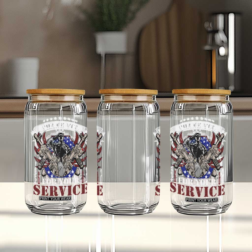 Patriotic Memorial Day Glass Can Thank You For Your Service Veterans Remembrance TS02 Print Your Wear