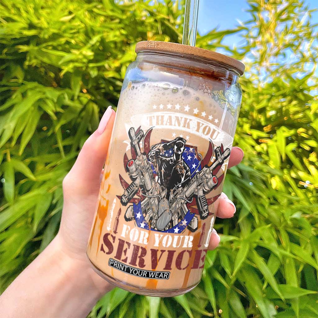 Patriotic Memorial Day Glass Can Thank You For Your Service Veterans Remembrance TS02 Print Your Wear
