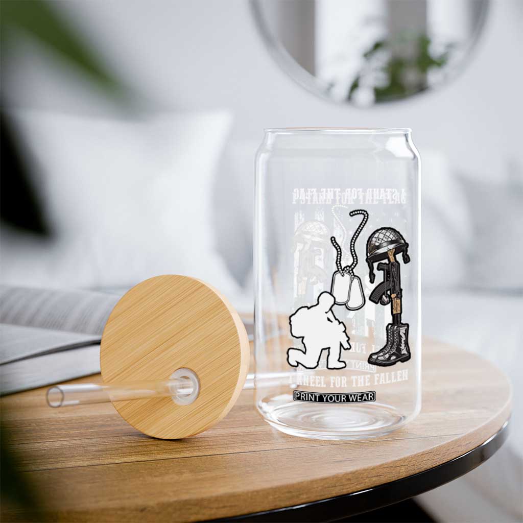 Patriotic Memorial Day Glass Can We Stand For the Flag We Kneel For The Fallen US Patriots TS02 Print Your Wear