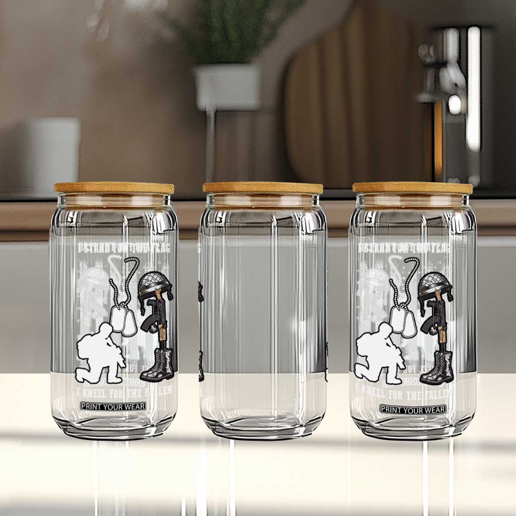 Patriotic Memorial Day Glass Can We Stand For the Flag We Kneel For The Fallen US Patriots TS02 Print Your Wear