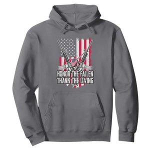 Patriotic Memorial Day Hoodie Honor The Fallen Thank The Living Memorial Day Veterans Day TS02 Charcoal Print Your Wear