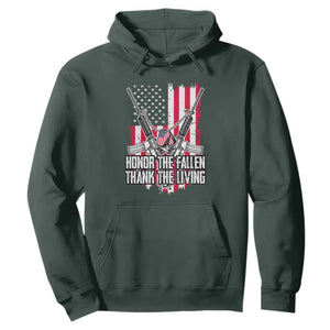 Patriotic Memorial Day Hoodie Honor The Fallen Thank The Living Memorial Day Veterans Day TS02 Dark Forest Green Print Your Wear