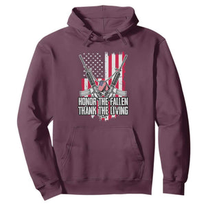 Patriotic Memorial Day Hoodie Honor The Fallen Thank The Living Memorial Day Veterans Day TS02 Maroon Print Your Wear