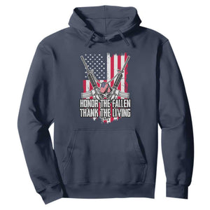 Patriotic Memorial Day Hoodie Honor The Fallen Thank The Living Memorial Day Veterans Day TS02 Navy Print Your Wear