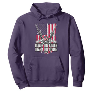 Patriotic Memorial Day Hoodie Honor The Fallen Thank The Living Memorial Day Veterans Day TS02 Purple Print Your Wear