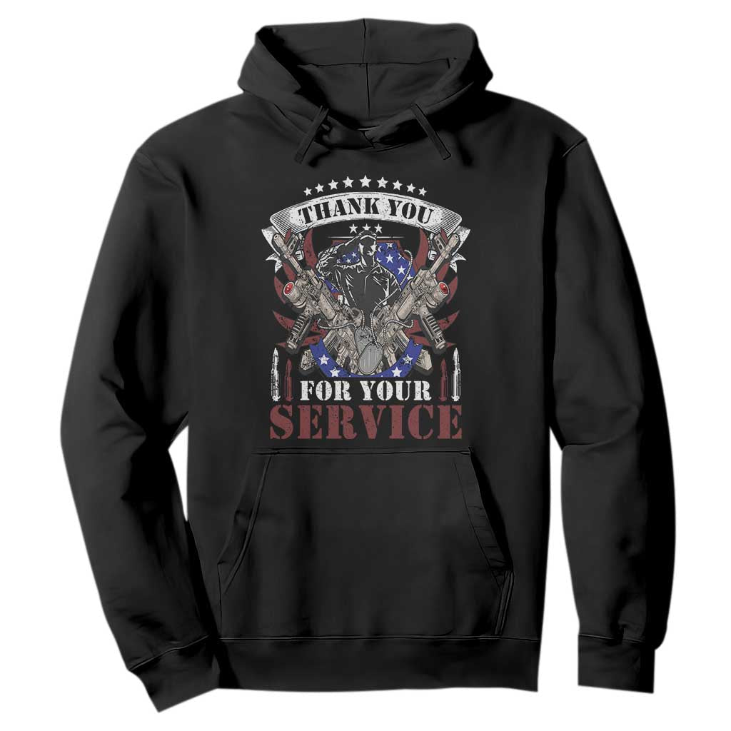 Patriotic Memorial Day Hoodie Thank You For Your Service Veterans Remembrance TS02 Black Print Your Wear