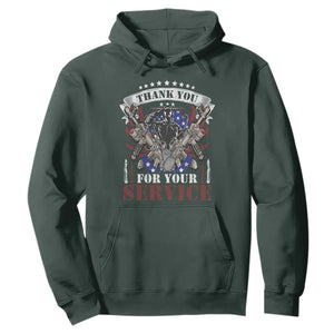 Patriotic Memorial Day Hoodie Thank You For Your Service Veterans Remembrance TS02 Dark Forest Green Print Your Wear