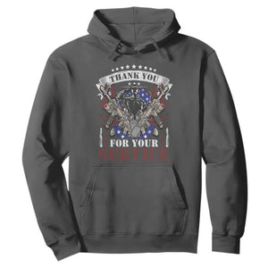 Patriotic Memorial Day Hoodie Thank You For Your Service Veterans Remembrance TS02 Dark Heather Print Your Wear