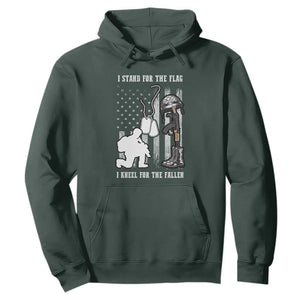 Patriotic Memorial Day Hoodie We Stand For the Flag We Kneel For The Fallen US Patriots TS02 Dark Forest Green Print Your Wear