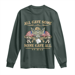Patriotic Memorial Day Long Sleeve Shirt All Gave Some Some Gave All Veterans Memorials Day US Flag TS02 Dark Forest Green Print Your Wear