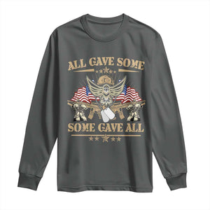 Patriotic Memorial Day Long Sleeve Shirt All Gave Some Some Gave All Veterans Memorials Day US Flag TS02 Dark Heather Print Your Wear