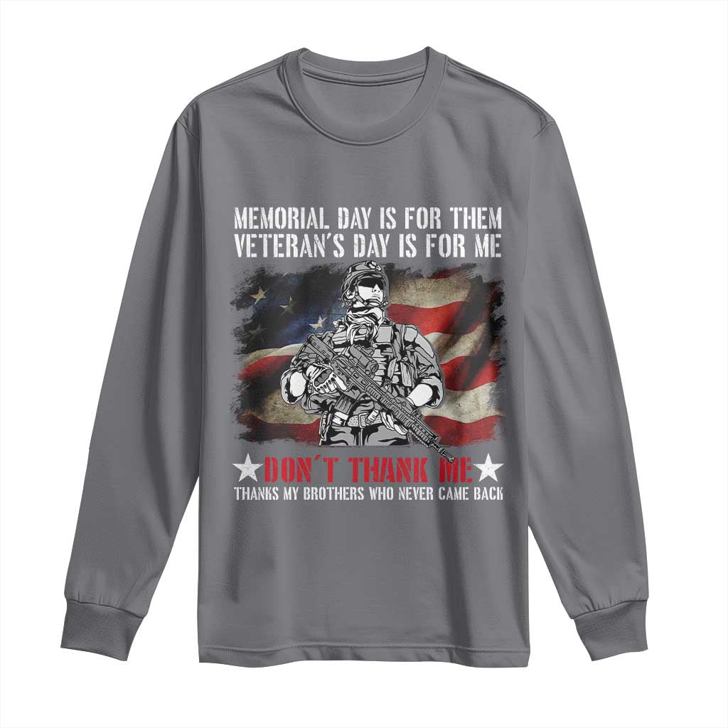 Patriotic Memorial Day Long Sleeve Shirt Remember Our Heroes Veterans Brothers American Flag TS02 Charcoal Print Your Wear