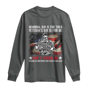 Patriotic Memorial Day Long Sleeve Shirt Remember Our Heroes Veterans Brothers American Flag TS02 Dark Heather Print Your Wear