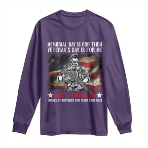Patriotic Memorial Day Long Sleeve Shirt Remember Our Heroes Veterans Brothers American Flag TS02 Purple Print Your Wear