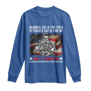 Patriotic Memorial Day Long Sleeve Shirt Remember Our Heroes Veterans Brothers American Flag TS02 Royal Blue Print Your Wear
