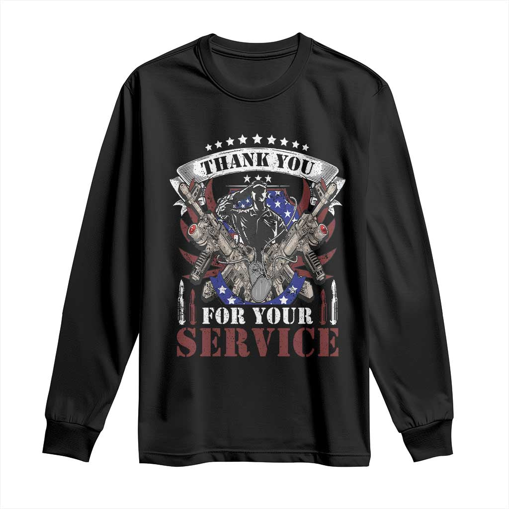 Patriotic Memorial Day Long Sleeve Shirt Thank You For Your Service Veterans Remembrance TS02 Black Print Your Wear