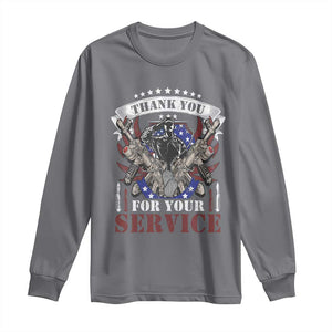 Patriotic Memorial Day Long Sleeve Shirt Thank You For Your Service Veterans Remembrance TS02 Charcoal Print Your Wear