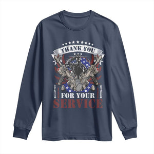 Patriotic Memorial Day Long Sleeve Shirt Thank You For Your Service Veterans Remembrance TS02 Navy Print Your Wear