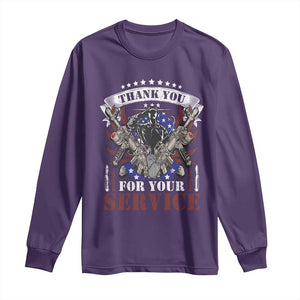Patriotic Memorial Day Long Sleeve Shirt Thank You For Your Service Veterans Remembrance TS02 Purple Print Your Wear