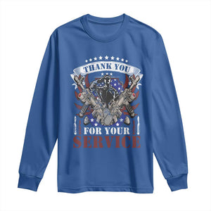 Patriotic Memorial Day Long Sleeve Shirt Thank You For Your Service Veterans Remembrance TS02 Royal Blue Print Your Wear