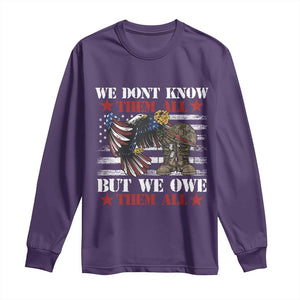 Patriotic Memorial Day Long Sleeve Shirt We Don't Know Them All But We Owe Them All TS02 Purple Print Your Wear