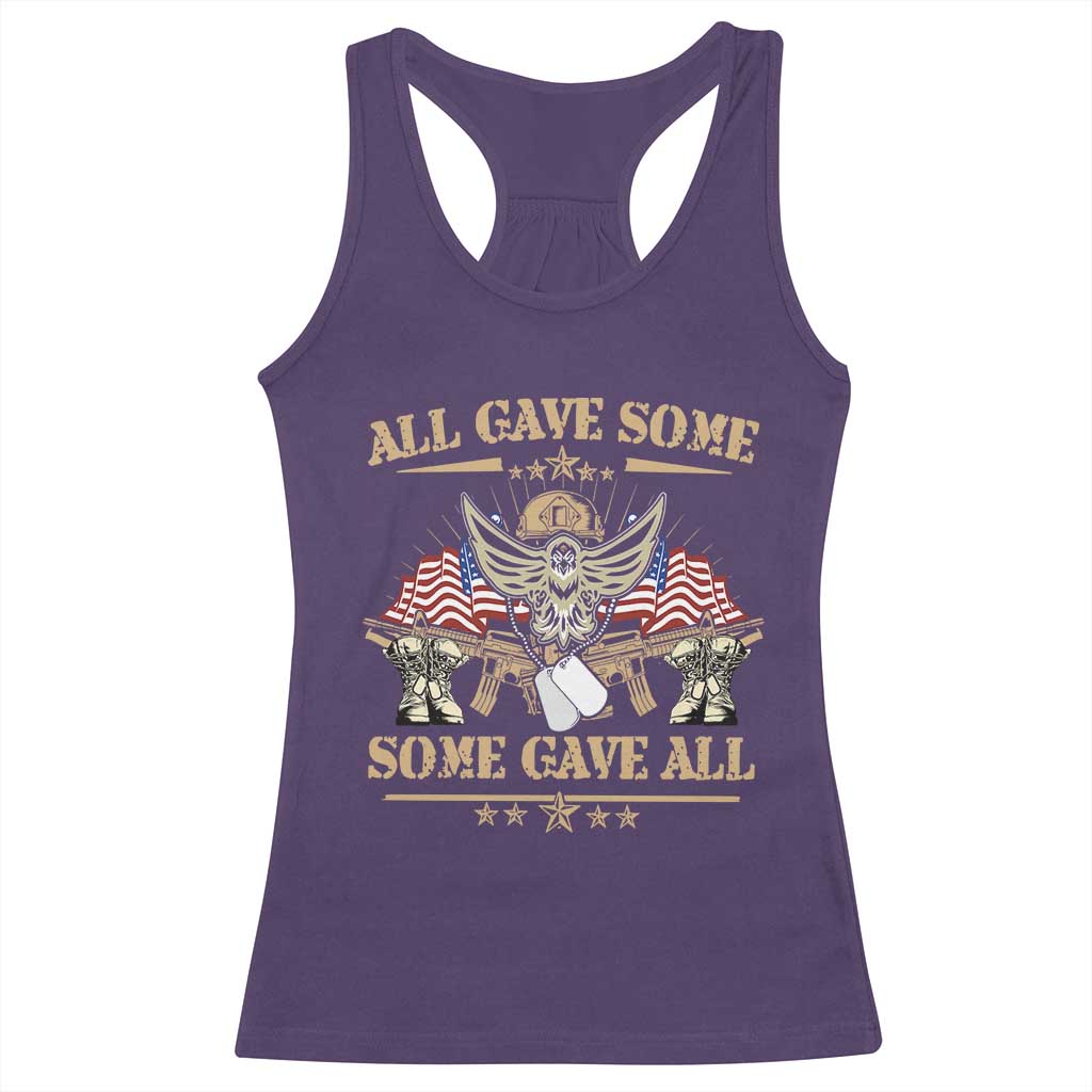 Patriotic Memorial Day Racerback Tank Top All Gave Some Some Gave All Veterans Memorials Day US Flag TS02 Purple Print Your Wear