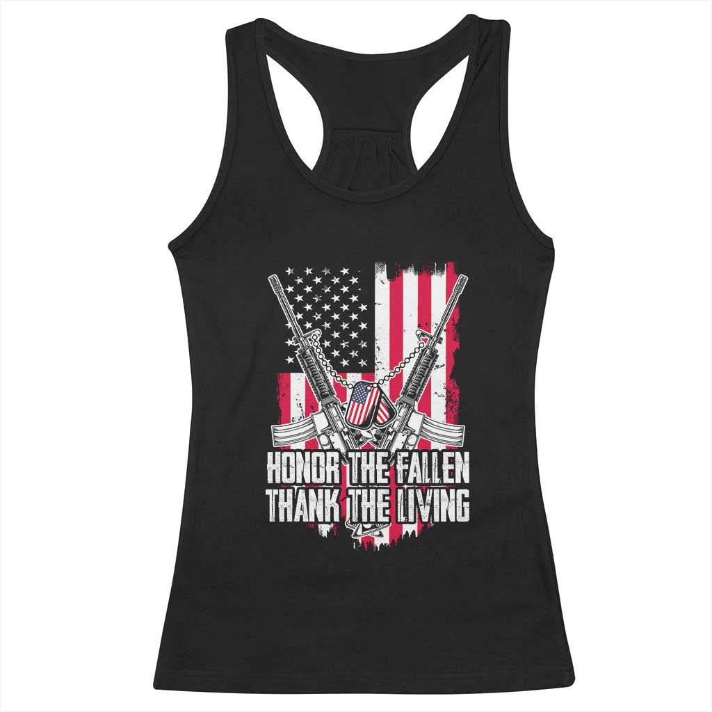 Patriotic Memorial Day Racerback Tank Top Honor The Fallen Thank The Living Memorial Day Veterans Day TS02 Black Print Your Wear
