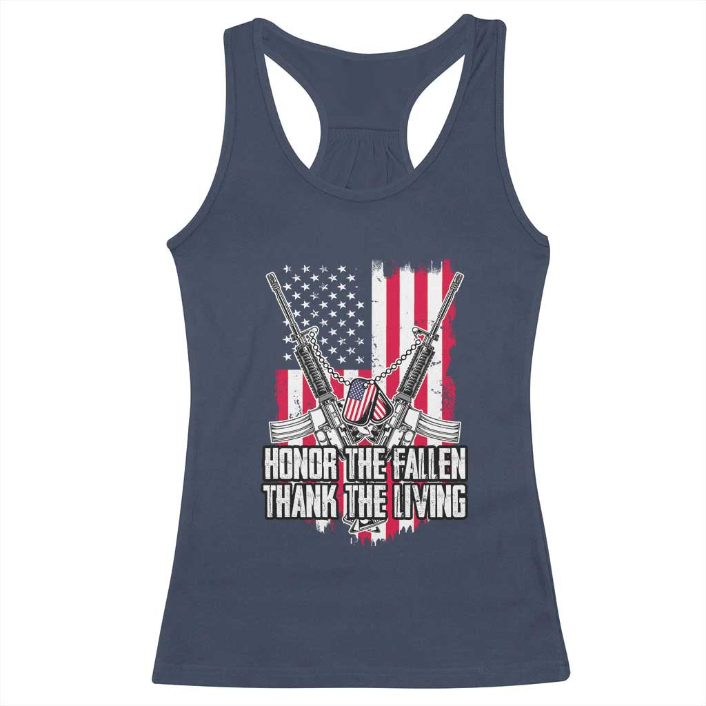 Patriotic Memorial Day Racerback Tank Top Honor The Fallen Thank The Living Memorial Day Veterans Day TS02 Navy Print Your Wear