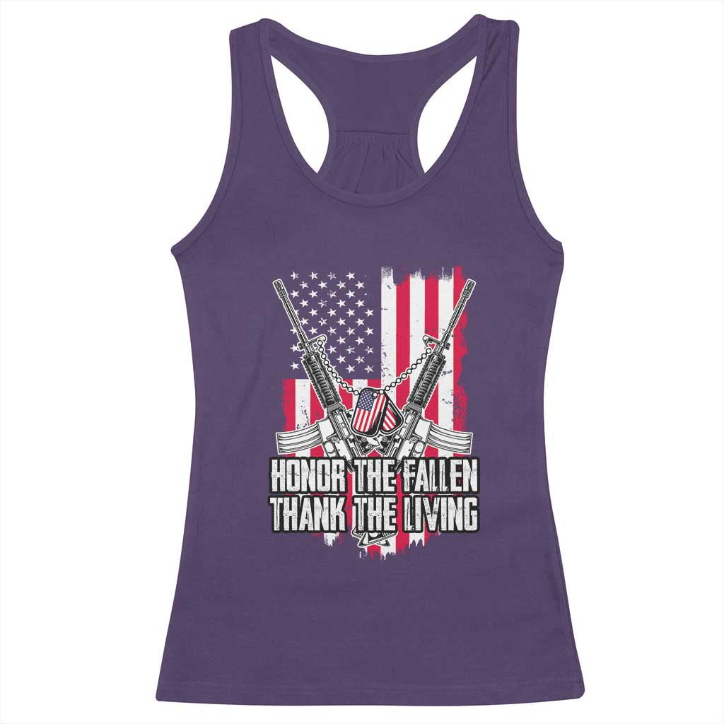 Patriotic Memorial Day Racerback Tank Top Honor The Fallen Thank The Living Memorial Day Veterans Day TS02 Purple Print Your Wear