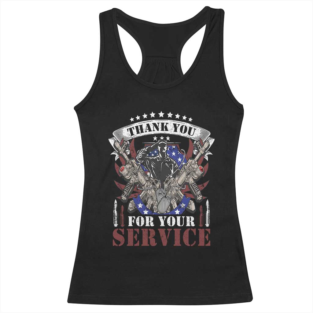 Patriotic Memorial Day Racerback Tank Top Thank You For Your Service Veterans Remembrance TS02 Black Print Your Wear