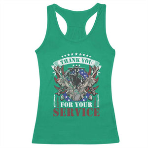 Patriotic Memorial Day Racerback Tank Top Thank You For Your Service Veterans Remembrance TS02 Irish Green Print Your Wear