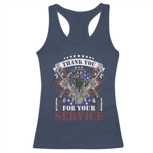 Patriotic Memorial Day Racerback Tank Top Thank You For Your Service Veterans Remembrance TS02 Navy Print Your Wear