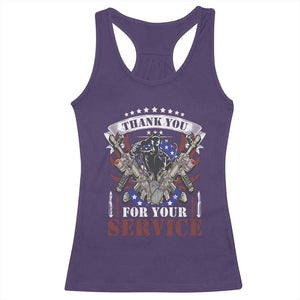 Patriotic Memorial Day Racerback Tank Top Thank You For Your Service Veterans Remembrance TS02 Purple Print Your Wear