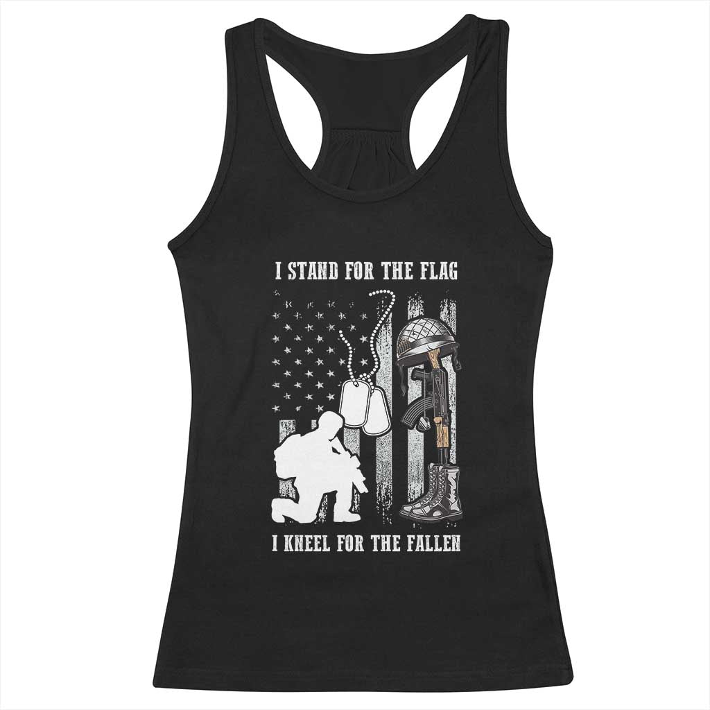 Patriotic Memorial Day Racerback Tank Top We Stand For the Flag We Kneel For The Fallen US Patriots TS02 Black Print Your Wear