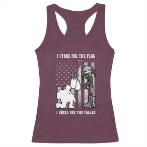 Patriotic Memorial Day Racerback Tank Top We Stand For the Flag We Kneel For The Fallen US Patriots TS02 Maroon Print Your Wear