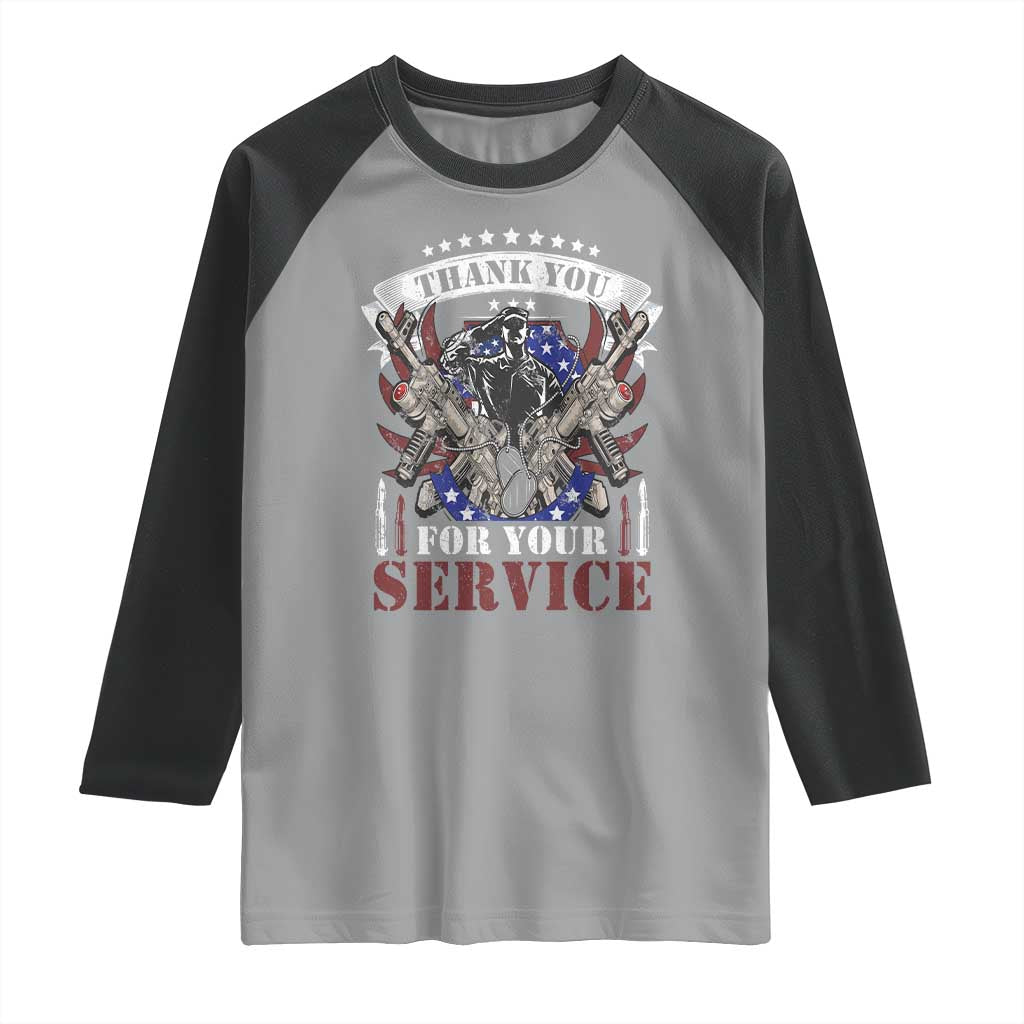 Patriotic Memorial Day Raglan Shirt Thank You For Your Service Veterans Remembrance TS02 Sport Gray Black Print Your Wear
