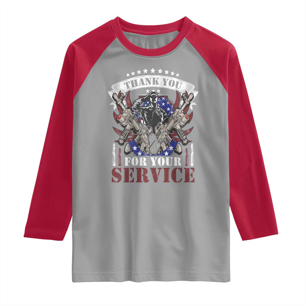 Patriotic Memorial Day Raglan Shirt Thank You For Your Service Veterans Remembrance TS02 Sport Gray Red Print Your Wear