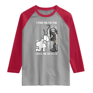Patriotic Memorial Day Raglan Shirt We Stand For the Flag We Kneel For The Fallen US Patriots TS02 Sport Gray Red Print Your Wear