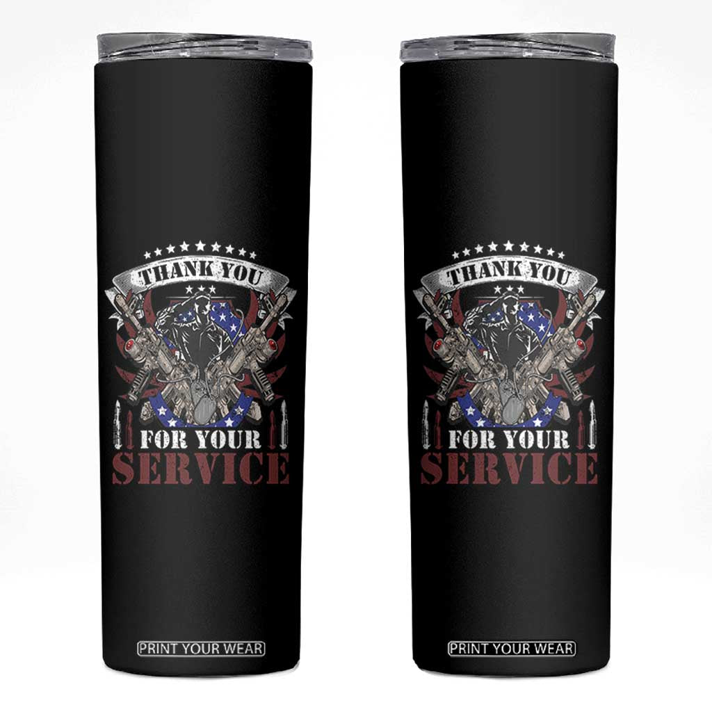 Patriotic Memorial Day Skinny Tumbler Thank You For Your Service Veterans Remembrance TS02 Black Print Your Wear