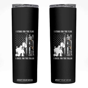 Patriotic Memorial Day Skinny Tumbler We Stand For the Flag We Kneel For The Fallen US Patriots TS02 Black Print Your Wear