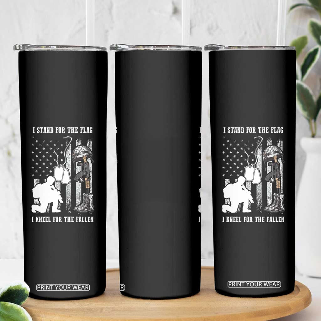 Patriotic Memorial Day Skinny Tumbler We Stand For the Flag We Kneel For The Fallen US Patriots TS02 Print Your Wear