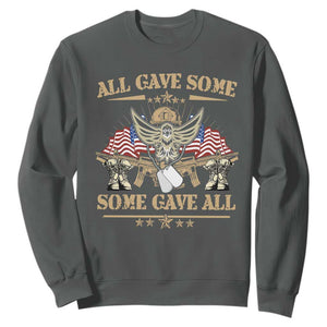 Patriotic Memorial Day Sweatshirt All Gave Some Some Gave All Veterans Memorials Day US Flag TS02 Dark Heather Print Your Wear