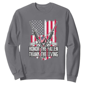 Patriotic Memorial Day Sweatshirt Honor The Fallen Thank The Living Memorial Day Veterans Day TS02 Charcoal Print Your Wear